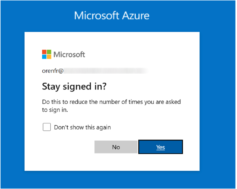 Microsoft Azure Stay Signed In Prompt
